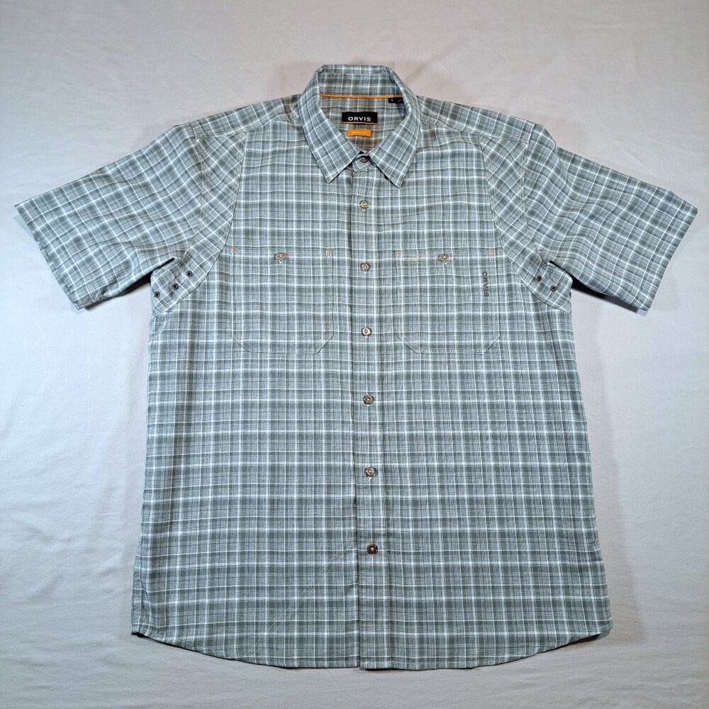 ORVIS ACTIVE FIT SIZE MEN'S L SHORT SLEEVE SHIRT GRAY